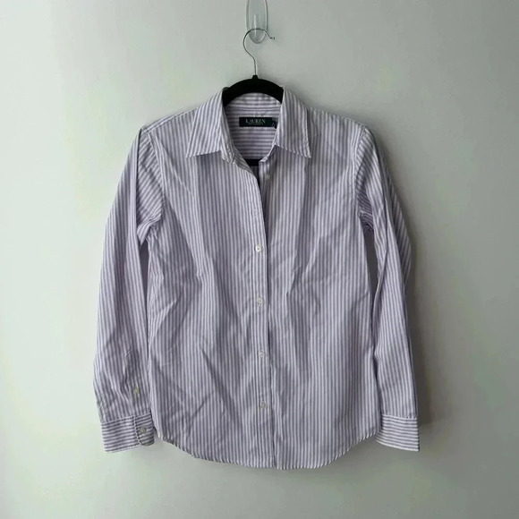 Ralph Lauren lilac white stripes button down  shirt - Picture 1 of 12